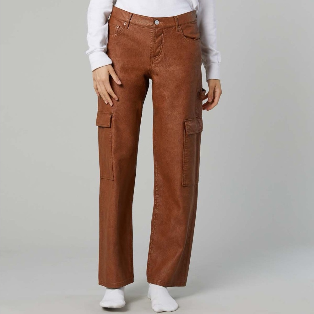 Still Here NYC Charlie Faux Leather Pants in Saddle